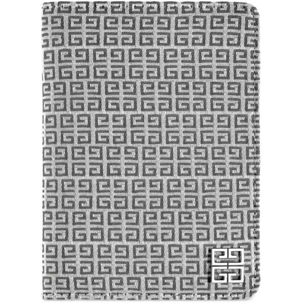 NIB GIVENCHY Embroidered Passport Holder, Gray & Ivory Monogram Pattern